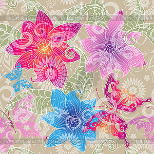 Colorful seamless valentine pattern with vintage - vector clipart