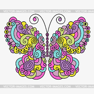 Big colorful butterfly with vintage swirls - vector clipart