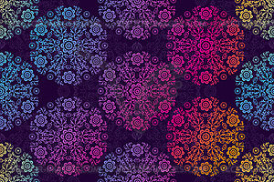 Seamless dark violet pattern with colorful - vector clipart
