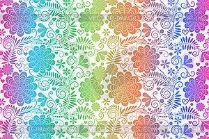 Colorful seamless striped floral gradient pattern - vector image