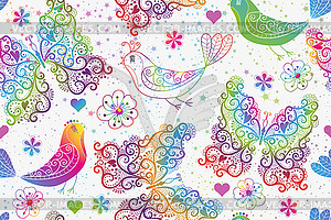 Cheerful Easter pattern with bright openwork - vector clip art