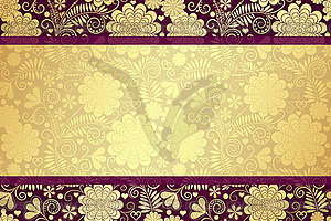 Vintage gradient golden card with floral pattern - vector clip art