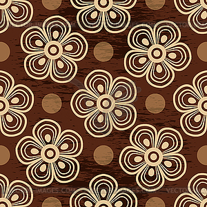 Бесшовный гранжевый цветочный узор с винтажными цветами - векторный клипарт / векторное изображение