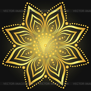 Vintage card with lacy golden gradient mandala - color vector clipart