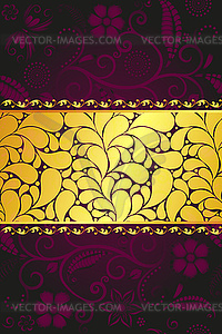 Vintage frame with golden pattern - vector image