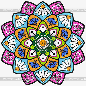 Colorful flower mandala - vector image