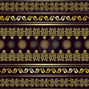 Seamless pattern with gold openwork stripes on - vector clipart