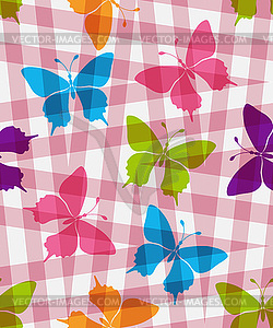 Spring seamless pattern with bright butterflies - vector clipart