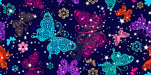 Colorful seamless pattern with flying butterflies - vector image