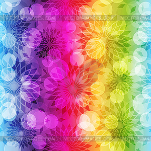 Seamless rainbow floral pattern with vintage flowers - vector clip art