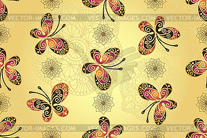 Seamless golden spring pattern with openwork - vector clipart