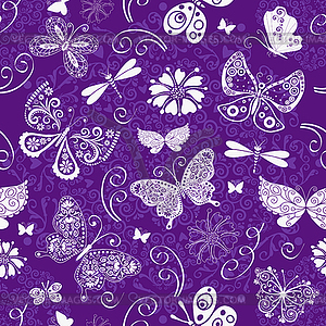 Seamless spring delicate violet pattern with - vector image
