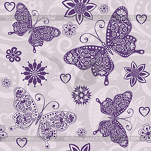 Spring seamless pattern with butterflies - vector clip art