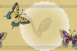 Открытка с бабочками - векторный клипарт