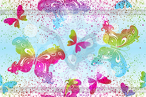 Seamless spring pattern with butterflies - vector clipart