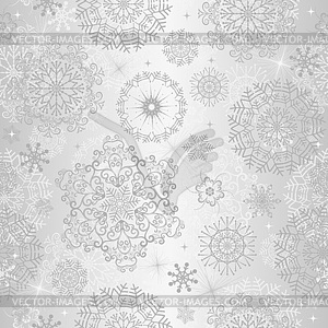 Christmas seamless silvery handwork pattern - vector image