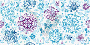 Рождественский бесшовный узор с каракулями снежинок - векторный клипарт