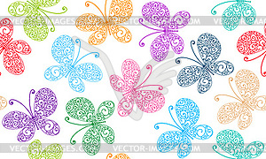 Seamless spring pattern with hand-drawn colorful - vector clipart