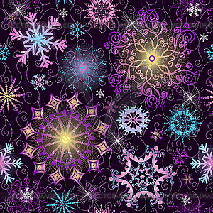 Seamless Christmas pattern with snowflakes - vector clipart