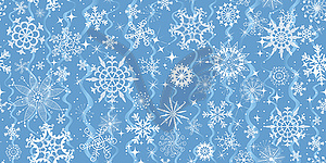 Seamless Christmas pattern with snowflakes on blue - vector clipart