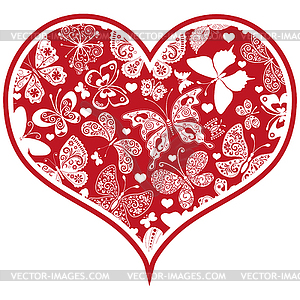 Valentine red monochrome heart wiith cute - vector image