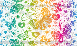 Valentine seamless pattern with red hearts and - vector clip art