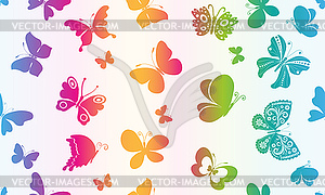 Seamless pattern with silhouettes of flying colorfu - vector clipart