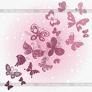 Spring frame with silhouettes of flying butterfliie - vector clip art