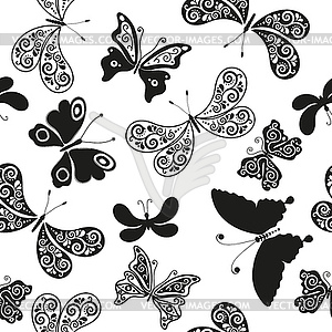 Seamless monochrome pattern with black monochrome - vector clipart