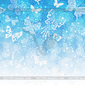 Spring frame with white flying butterflies - vector clip art