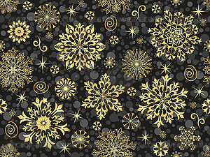 Christmas seamless pattern with snowfall golden - vector EPS clipart