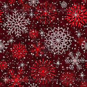 Seamless red winter pattern with vintage - vector image