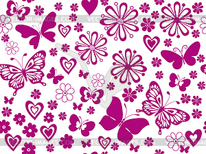 Bright spring seamless pattern with butterflies, - royalty-free vector image