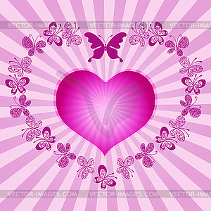 Рамка-валентинка с большим розовым сердцем и - векторное изображение клипарта