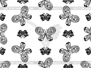 Seamless monochrome geometric pattern with black - vector clipart