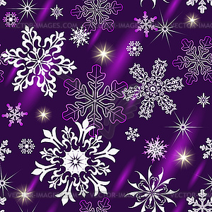 Seamless Christmas pattern with snowflakes and stars - vector image