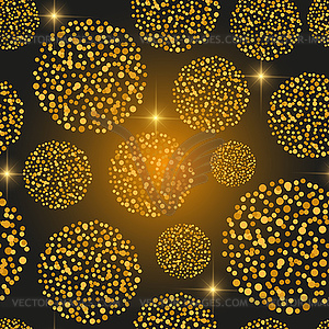 Seamless festive pattern with golden balls - vector image