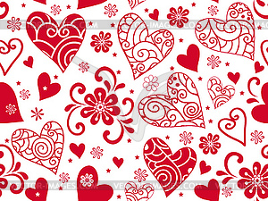 Monochrome valentines pattern with hearts and - vector image