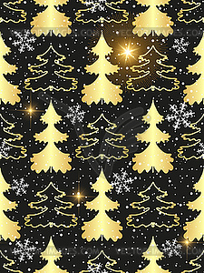 Seamless pattern with fairytale forest with golden - vector image