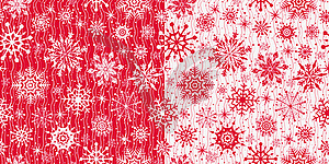 Two Christmas seamless pattern with snowflakes - vector image