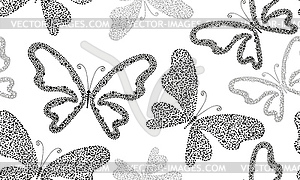 Seamless monochrome pattern with black doodle - white & black vector clipart