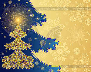 Открытка ручной работы с Новым годом и Рождеством золотистого цвета - стоковый клипарт