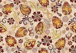 Seamless floral Easter pattern with hand painted - vector image