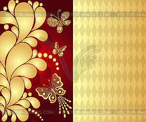 Золотая поздравительная открытка с ромбами и винтажными - клипарт