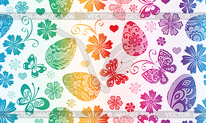Радужный элегантный весенний пасхальный узор с росписью - векторное изображение