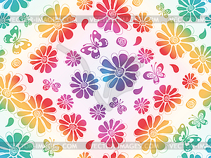 Rainbow gradient spring seamless pattern with - vector clipart / vector image