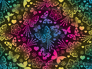Легкий градиент радужный весенний цветочный бесшовный - векторное изображение клипарта