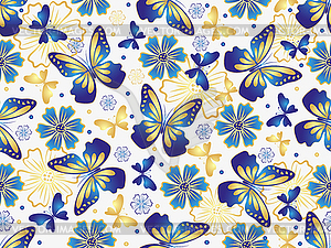 Spring seamless pattern with flying lacy colorful - vector clipart