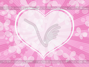 Весенне-розовая рамка для валентинки с белым большим сердцем, - изображение в векторе / векторный клипарт