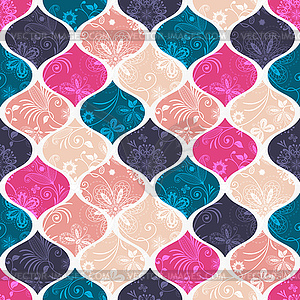 Seamless geometric pattern of shapes with floral - vector clipart / vector image